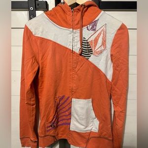 Volcom Zip Up Hoodie in Orange and Purple